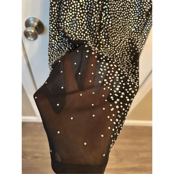 Fashion Nova mini dress rhinestones and mini diamonds sexy black dress size L - Picture 3 of 9